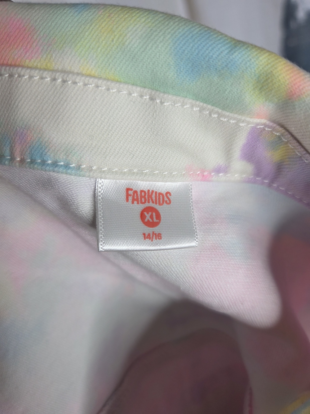 fabkids Pastel Tie-Dye Denim Jacket in Pink, Yellow, Blue, Purple - Picture 4 of 5